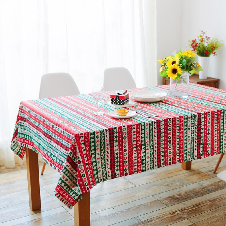 

New Year Home decor Christmas Tablecloth Xmas Tree Deer Snow Printed Cotton&Polyester table cloth Dust cover 140*200cm 5 size