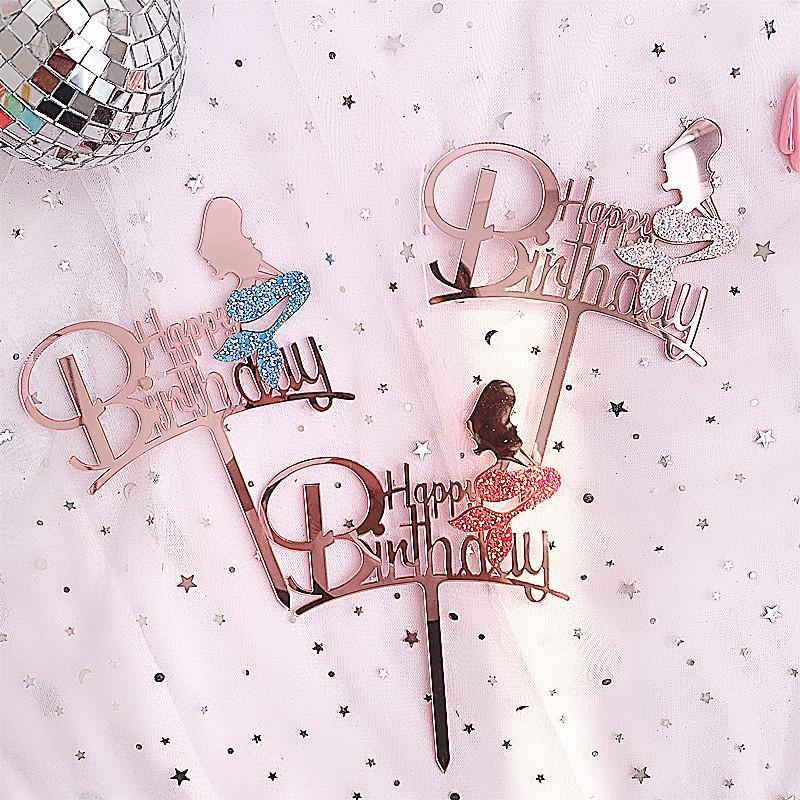 

Cake Topper Acrylic Wedding Happy Birthday Flag For Baby Shower Flags Personalized Decoration1 Other Festive & Party Supplies