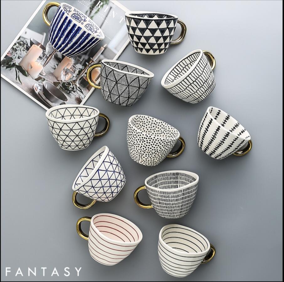 Water cup gold-plated holding Mugs irregular nice Geometric embellishment Mug Coffee Cups-image-629036916