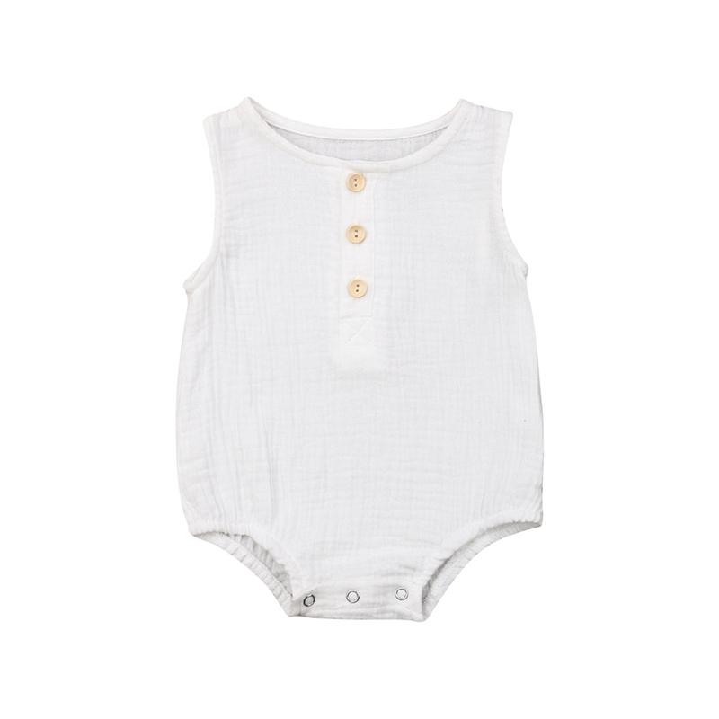 

Fashion Newborn Boys Girls Bodysuits Sleeveless Cotton Baby Bodysuit Unisex Baby Clothes Button Jumpsuit Toddler Clothing 0-2Y, As photo shows