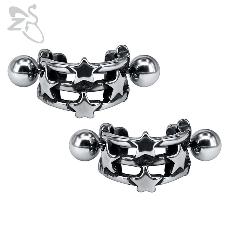 

Hoop & Huggie ZS Punk Style Men's 316L Stainless Steel Earrings Hip Hop Star Earring For Men Women Vintage Biker Jewelry Accessoires 2021