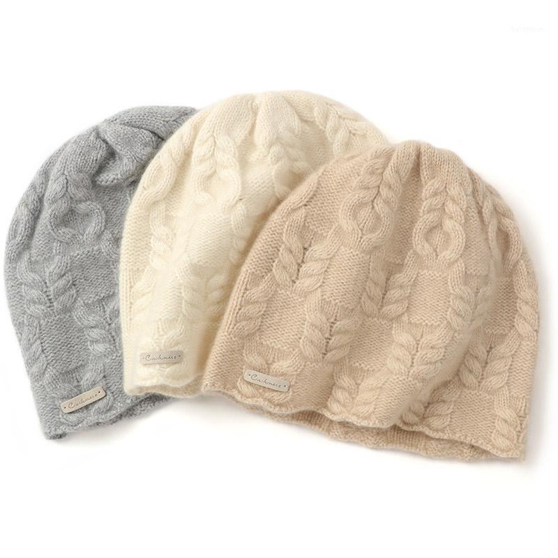 

Cashmere Knit Hat Women Autumn Winter Korean All-Match Cap Solid Color 100% Cashmere Hat1