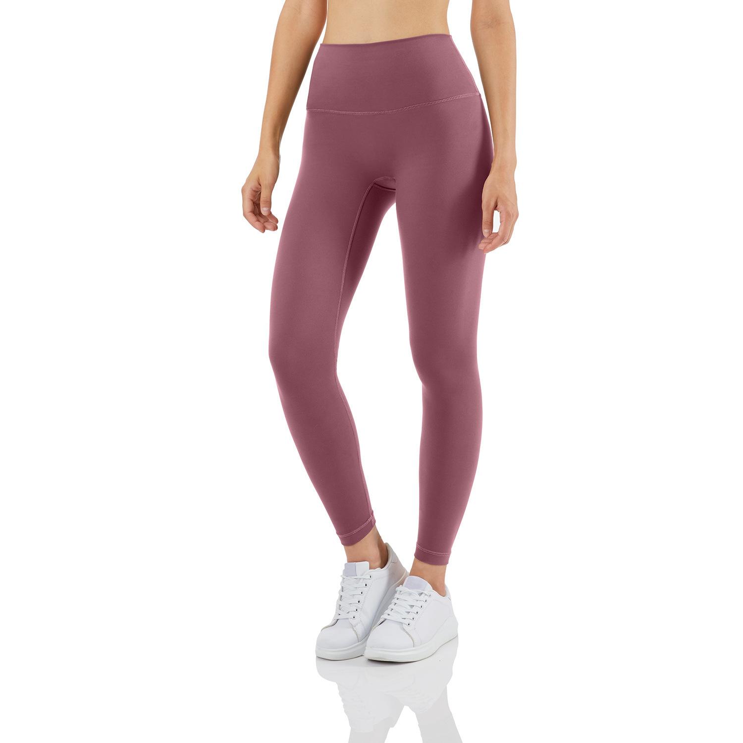 

womens designernaked elastic running exercise fitness non-sensory line high waist yoga pants basic leggings, Black