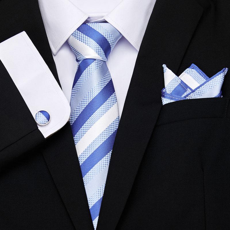 

Bow Ties Blue Plaid Men Set Extra Long Size 145cm*7.5cm Necktie Black 100% Silk Jacquard Woven Neck Tie Suit Wedding Party