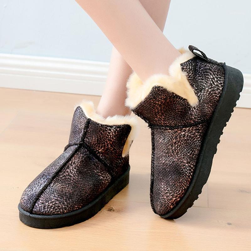

Women Snow Boots Warm Short Fur Plush Winter Ankle Boot Plus Size Platform Ladies Suede Zip Shoes Female Comfort #G41, Black