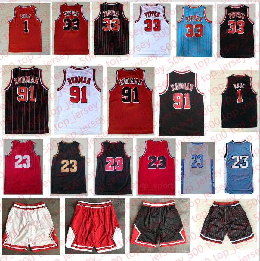 

Retro Best Mens Sports Shirts Embroidery 1# Derrick Rose Jerseys Red The Worm 91# Dennis Rodman White Black 33# Scottie Pippen Jersey Stitched, As shown in illustration