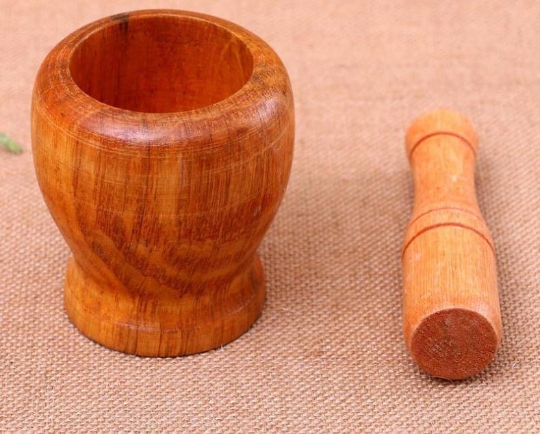 

Home Kitchen Hand Manual Wood Garlic Ginger Mortar And Pestle Pugging Mill Grinding Bowl Masher Grinder Mixing Device Wholesale