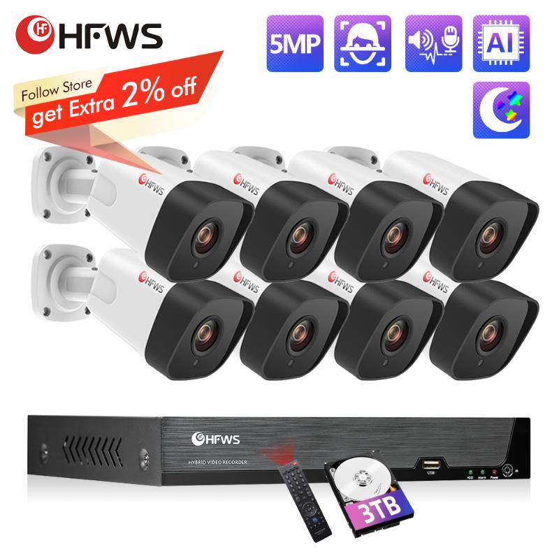 

HFWVISION Surveillance camera Video cctv kit 1080P ip camera POE security system wifi cameras