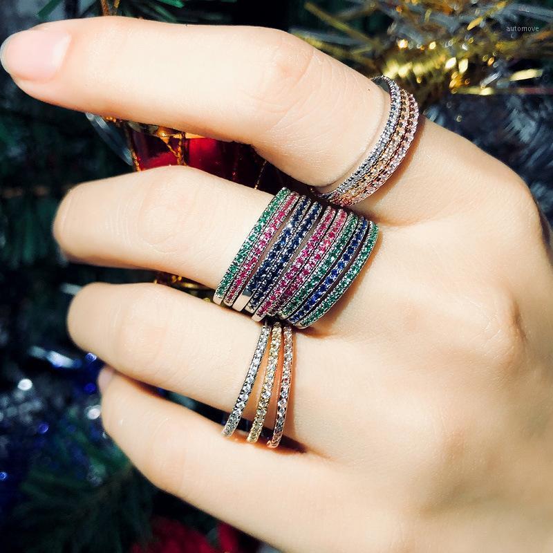 

Bilincolor fashion trendy stackable ring three pieces a lot tiny cubic zirconia party narrow ring for women1