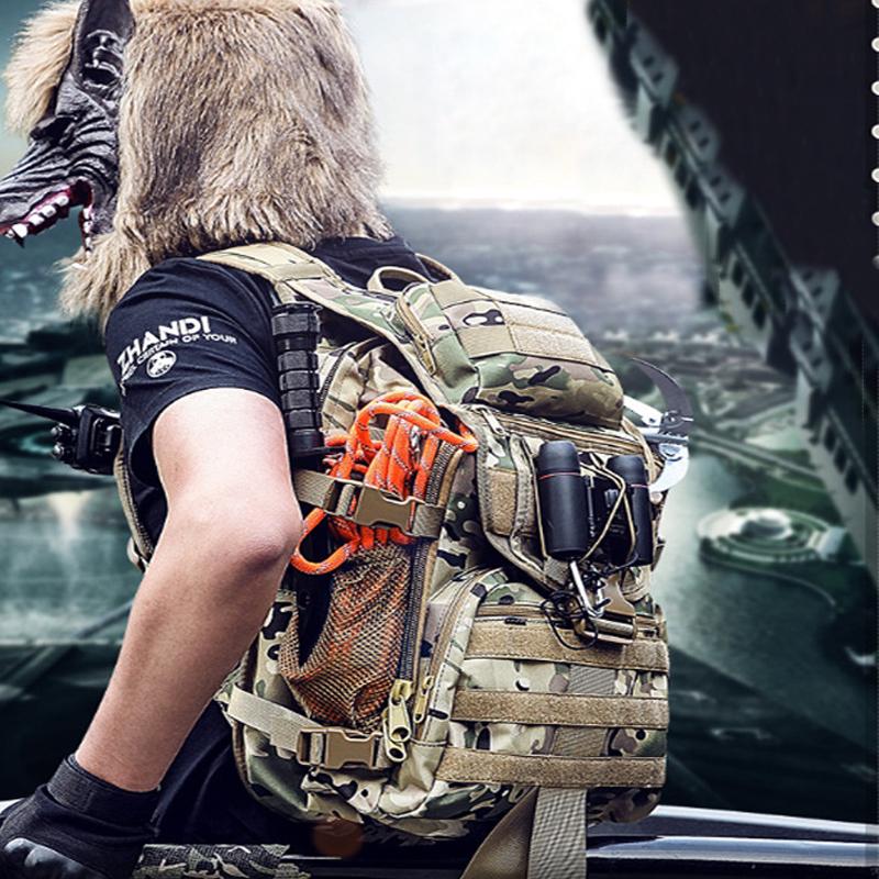 

Tactical 1000D Nylon 40L Backpack Mens Travel Bags Camping Hiking Outdoor Camouflage Hunting Lure Fishing Tackle Pack, Khaki