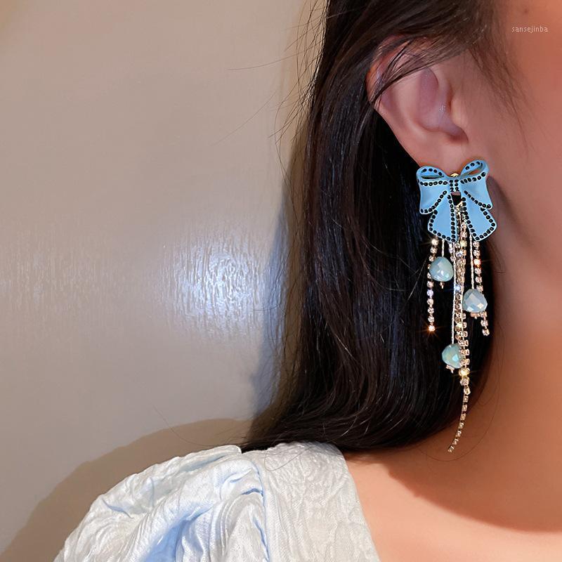 

Dangle & Chandelier Korea Fantastic Girls Fairy Bling Long Tassel Earrings Women Imitated Crystal Butterfly For BY-167