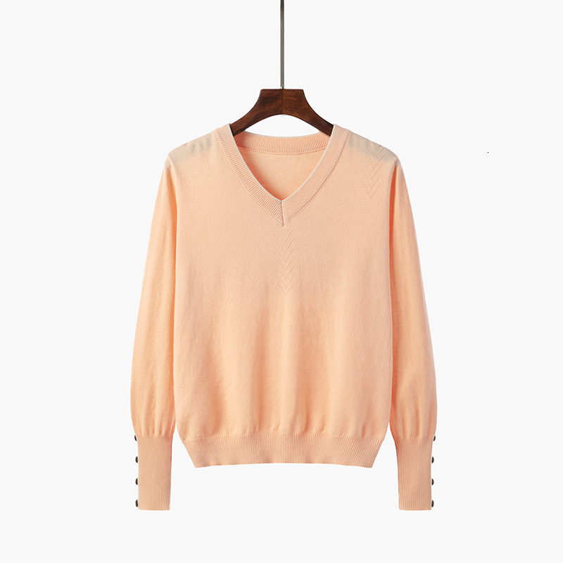 

2021 New Oversize V-neck Cashmere Knitted Women Sweater Autumn Winter Korean Long Sleeve Jumper Pullover Female Knitwear Zyq7, Khaki