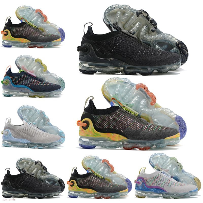 

2021 Top Sale Knit Running Shoes FK Fly Pure Platinum Grey Black Trainers Breathable Deep Royal Blue Mens Womens Sport Sneakers Runners, Color 4