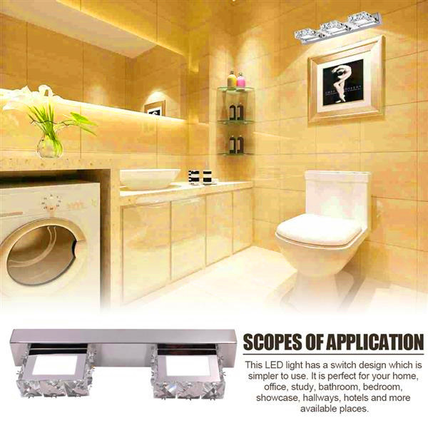 

Discount Double Lamp Crystal Surface Bathroom Bedroom Lamp White Light Silver Nodic Art Decor lighting Modern Waterproof mirror wall