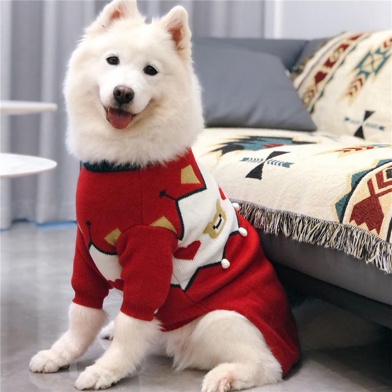 

Pets Big Dogs Winter Clothes Warm Sweater For Husky Samoyed Retriever, Red