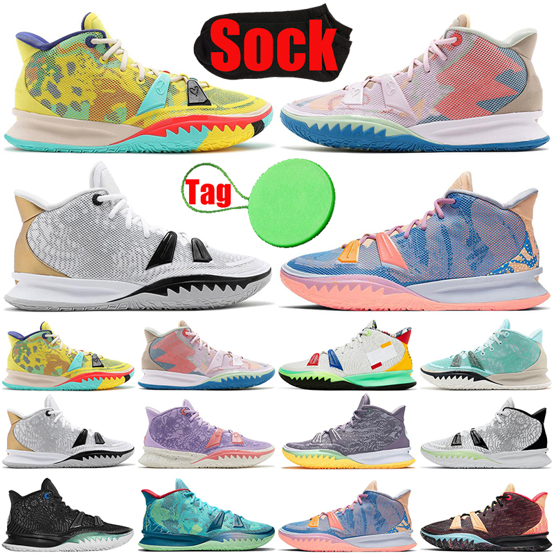 

With Sock Tag Kyrie 7 mens basketball shoes 1 World 1 People Visions Copa BK Black Metallic Daughters Daybreak men trainers sports sneakers Promotion, #4 copa