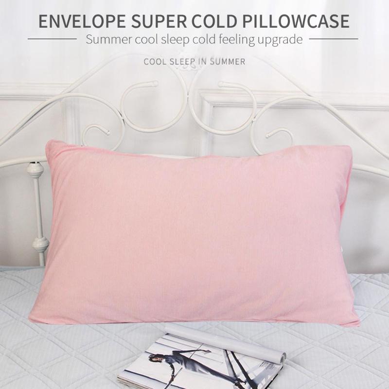 

Japanese style summer ice silk cold feeling pillowcase 48*74cm bedroom non-slip pillowcase student dormitory soft bed linen deco, Pink