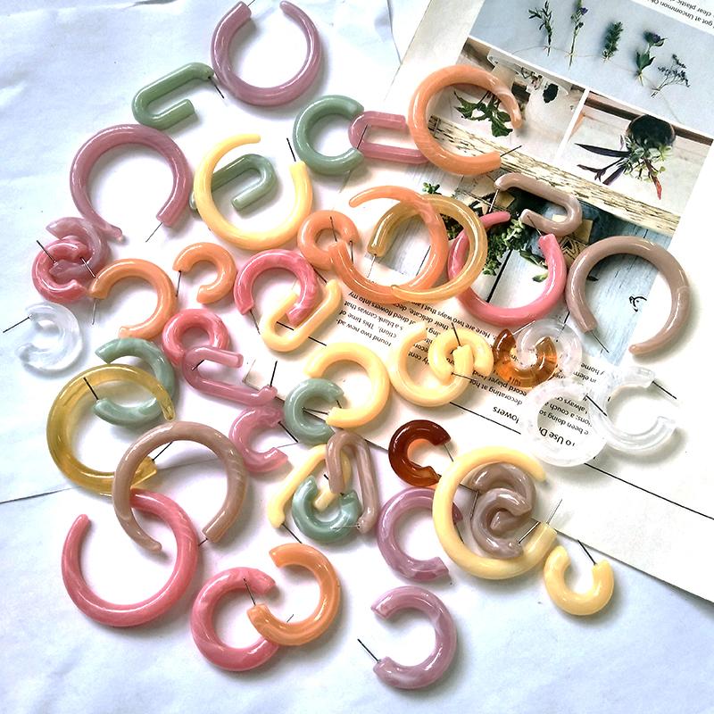 

Hoop & Huggie Earings Small Candy Colors, Japan And South Korea Contracted Acetate Resin Exaggerated C Shape U Earrings Little Big Ear Ring