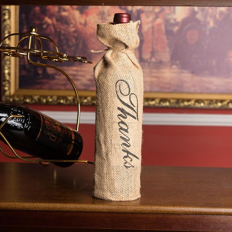 

Jute wine bottle bag sparkling wine champagne gift bag European country wedding retro