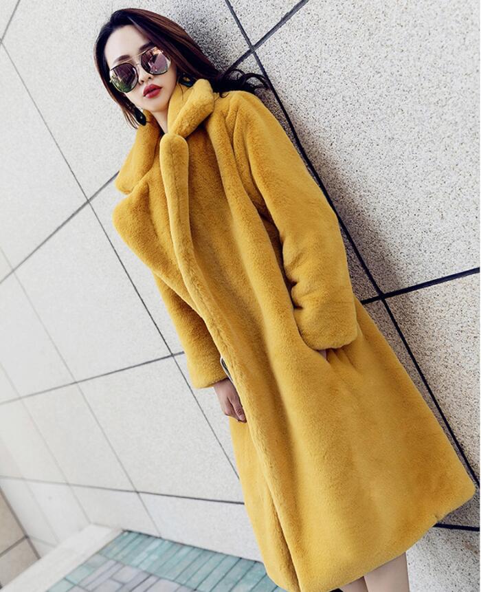 

European and American style 2020 winter new imitation coat women mid-length loose thick plush coat women nmb, Beige