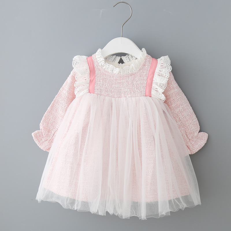 

2021 New Baby Lace Christmas Wedding Party Ball Gown Children Clothing Kids Es for Girls 0-2y 7knp, Pink