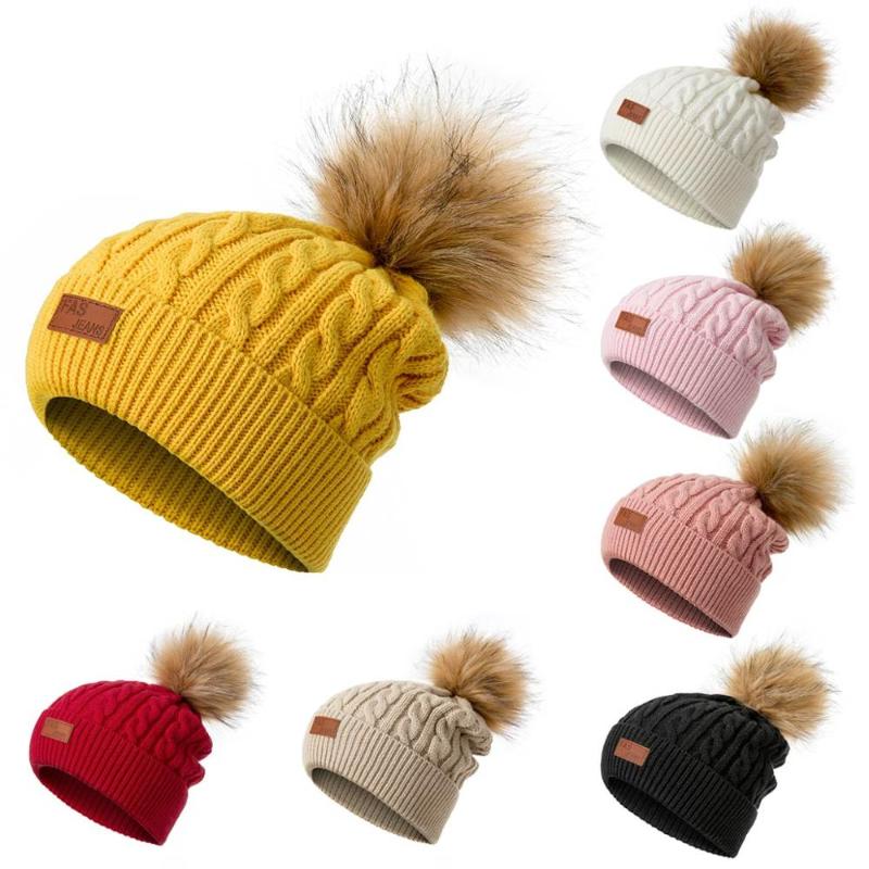 

2020 New Winter Hat Cute Hair Ball Cap Warm Women's Beanies Brand Winter Hat Cotton Knit Cap Unisex