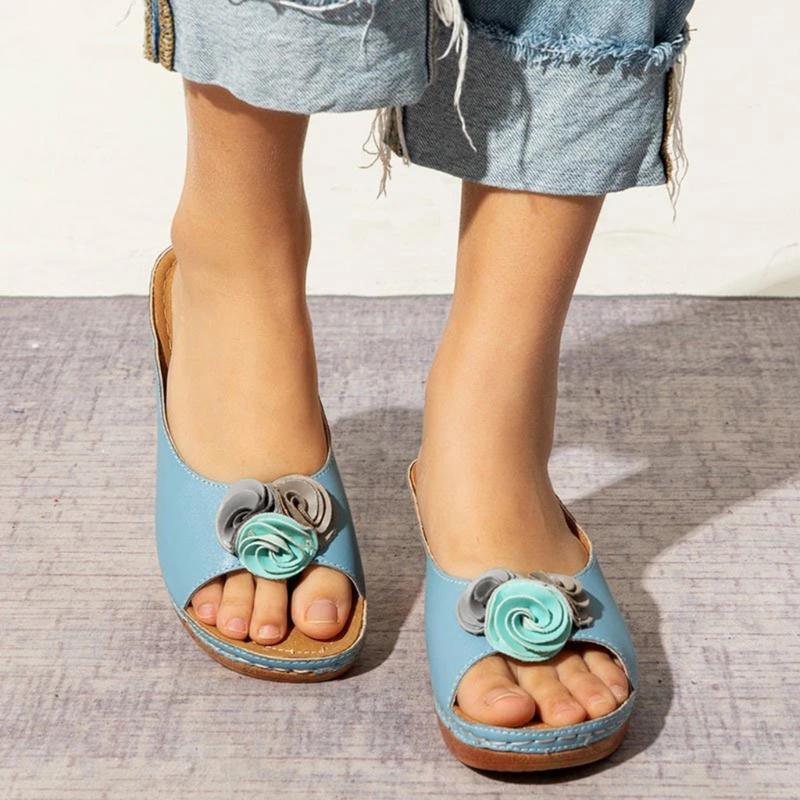 

SAGACE Women's Platform Slippers Heels 2020 Summer Women Lady Retro Wedge Shoes Women Casual Beach Open Peep Toe Sandals Slides1, Ye