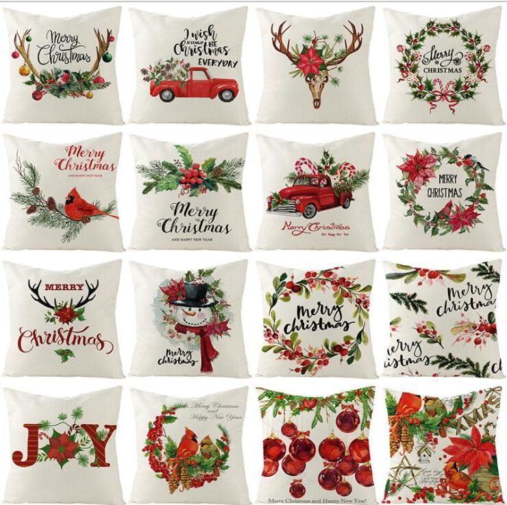 

Pillow Cases Chirstmas Xmas Pillowcase Santa Cushion Covers Home Sofa Car Case Flower Pillowcase Xmas Pillow Cover Decor Gifts, Remark style