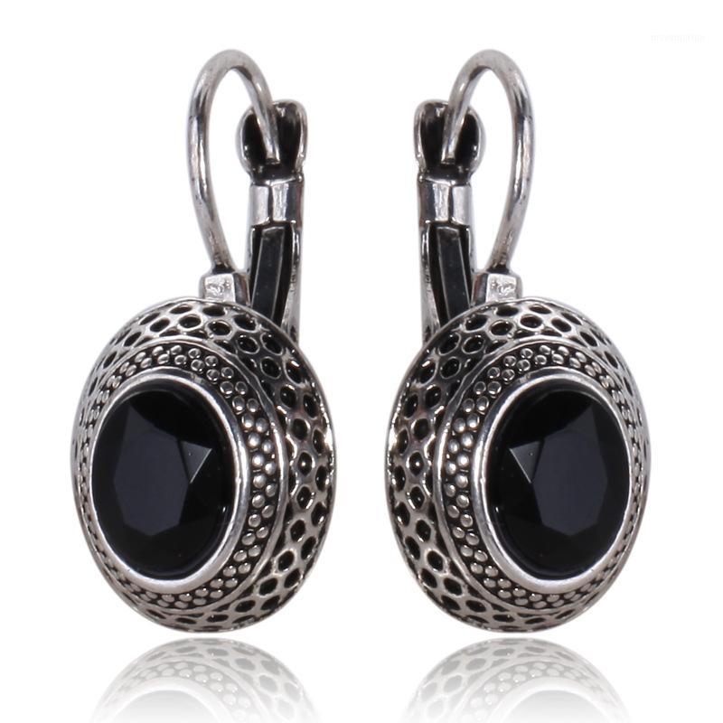 

Boho Vintage Tibetan Silver Color Drop Gypsy Earring Luxury Gem Stone Opal Hanging Earring For Women Ear Cuff Jewelry Pendientes1