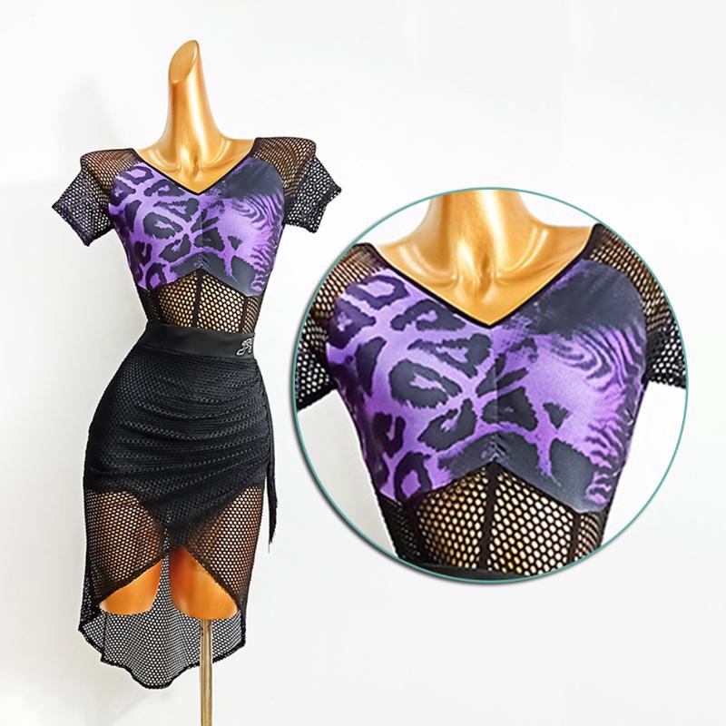 

Sexy Latin Dance Dress Women Short Sleeve Hollow Skirt Dress for Ballroom Samba Tango Chacha Dancing Performamnce LW567, Tops