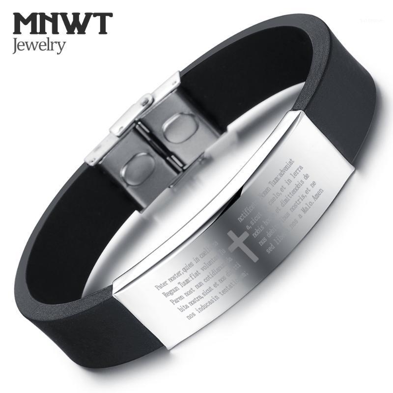 

MNWT Fashion Wristband Black Punk Stainless Steel Silicone Men's Bracelet Simple Rubber Charm Bracelets1