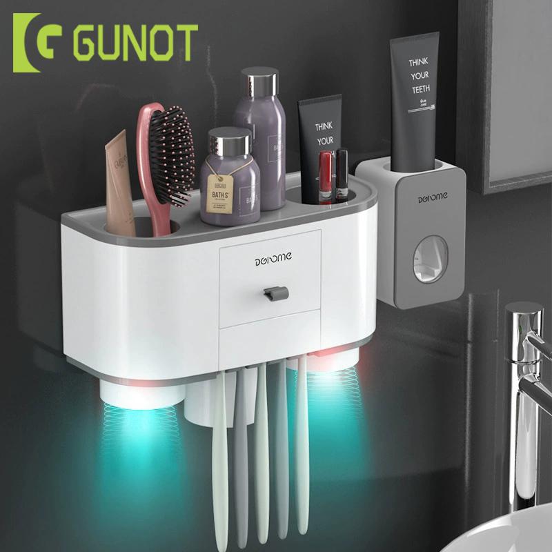 

GUNOT Magnetic Adsorption Toothbrush Holder Automatic Toothpaste Dispenser Squeezer Wall Mount Storage Bathroom Accessories Sets