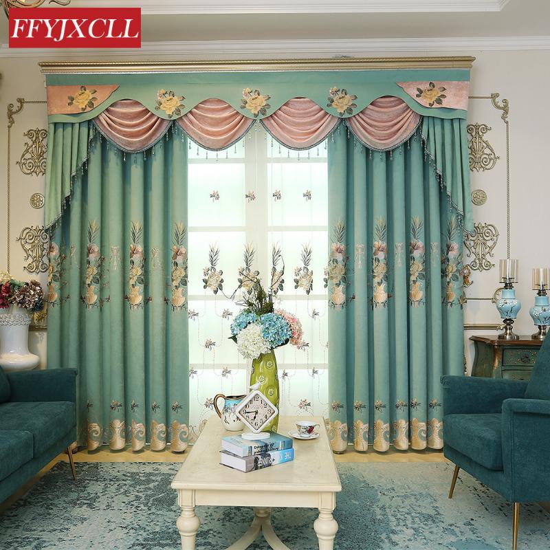 

Nordic Chenille Jacquard Blackout Curtains Window For living Room Bedroom Tulle Curtains Drapes Flower Pattern