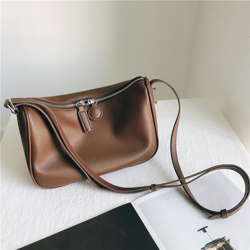 

2021 New Cow Leather Ladies Hand Bags High Quality Double Zipper Shoulder Bags Vintage Crossbody For Women Bolsas Feminina, Black