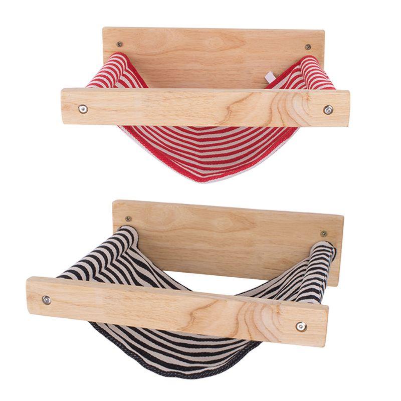 

Wall Mounted Cat Hammock Wood Climbing Frame Shelf Bed Perches Kitty Platform 85WC