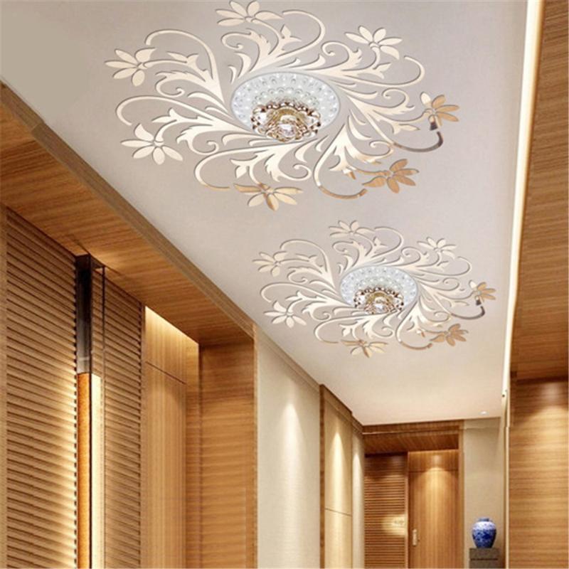 

Flower Shape Acrylic Mirror Wall Stickers Ceiling Light Decor Bedroom Living Room Home Decoration Accessories