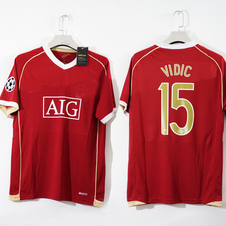 

Free shipping 2006 vidic rooney ronaldo vintage soccer jersey, Black;yellow