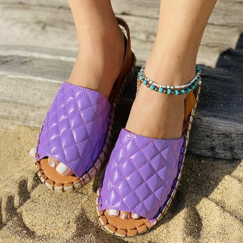 

Women Back Strap Pu Leather Slippers Ladies Sewing Beach Sandals Female Comfort Casual Shoes Woman Light Peep Toe Slipper 2021, Purple