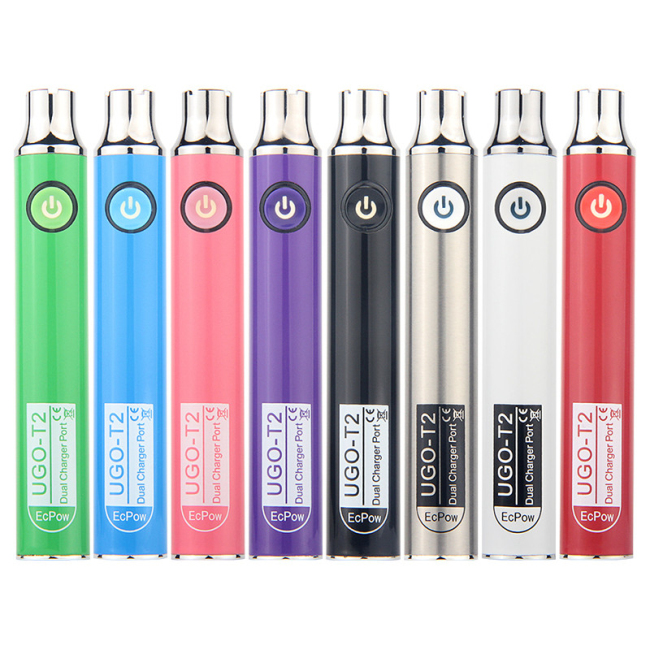 

UGO T2 900mAh 510 Thread Battery Variable Voltage Vape Pen Preheat-Battery For Thick Oil Vape-Cartridges Dual Charge Port