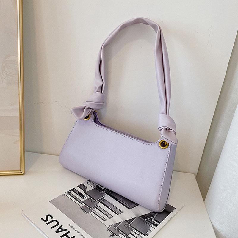 

Bow Design PU Leather Small Armpit Bag For Women 2021 Fashion Elegant Solid Color Simple Shoulder Bags Female Trend Handbags, Black