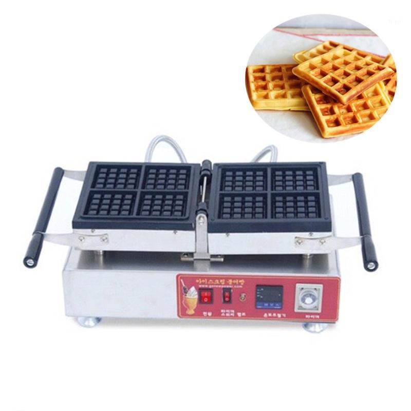 

Commercial 4pcs square waffle maker electric waffle making machine stainless steel non-stick pan snack equipment1