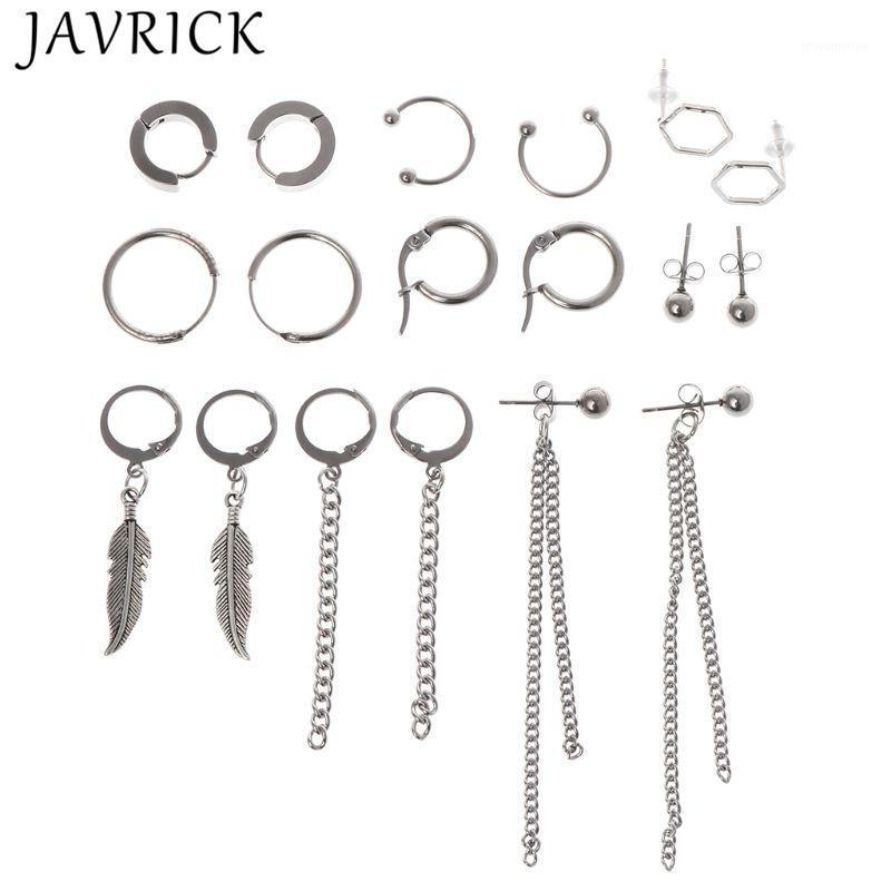 

9 Pairs/Set Chain Earrings Stainless Steel Pendant Dangle Decoration Charms Unisex Women Men Personality Jewelry Chains1