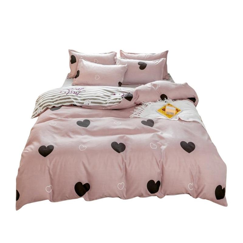 

4pcs Bedding Set Skin Friendly Printed Duvet Cover With Bed Sheet And 2 Pillowcases, As pic