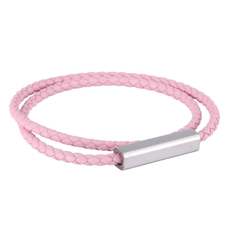 

Trendy Pink Leather Bracelets Women Magnetic Clasp Multilayer Braided Rope Bracelets for Female Jewelry BB0618