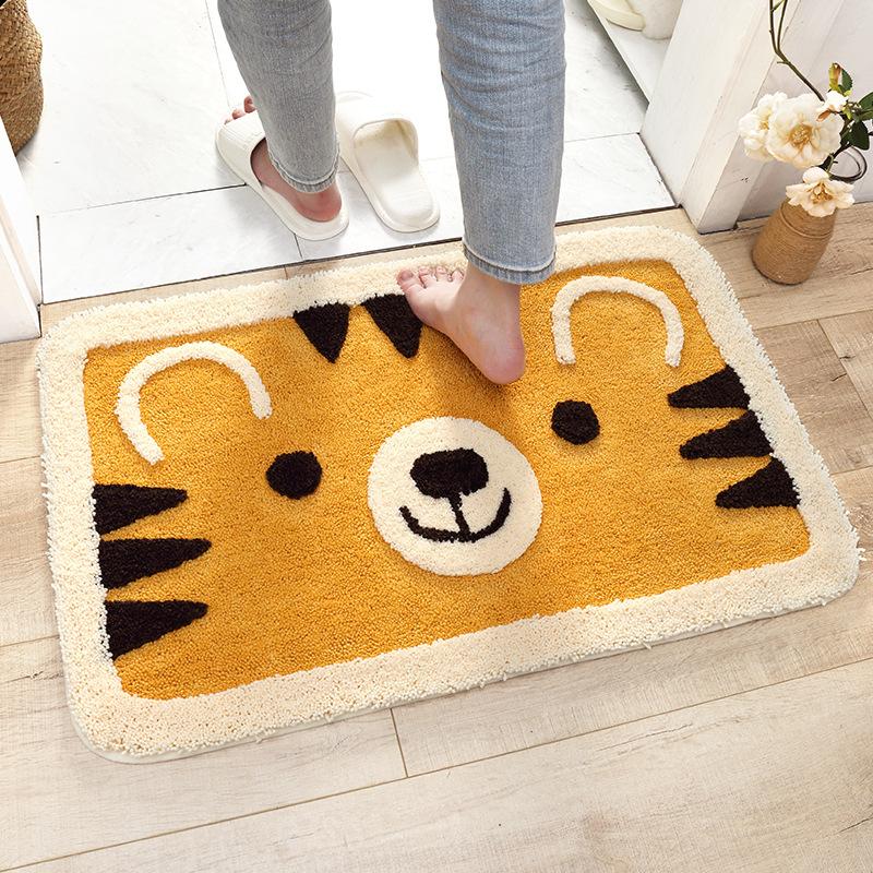 

Cute Cartoon Tiger Soft Plush Floor Mat Household Bathroom Toilet Anti-slip Mat Family Bathroom Door Absorbent Floor