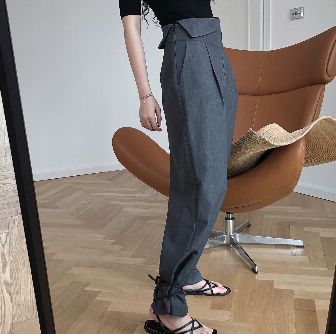 

New Fall Alternative Style Gray Designer High Drop Female Pants 2ku7