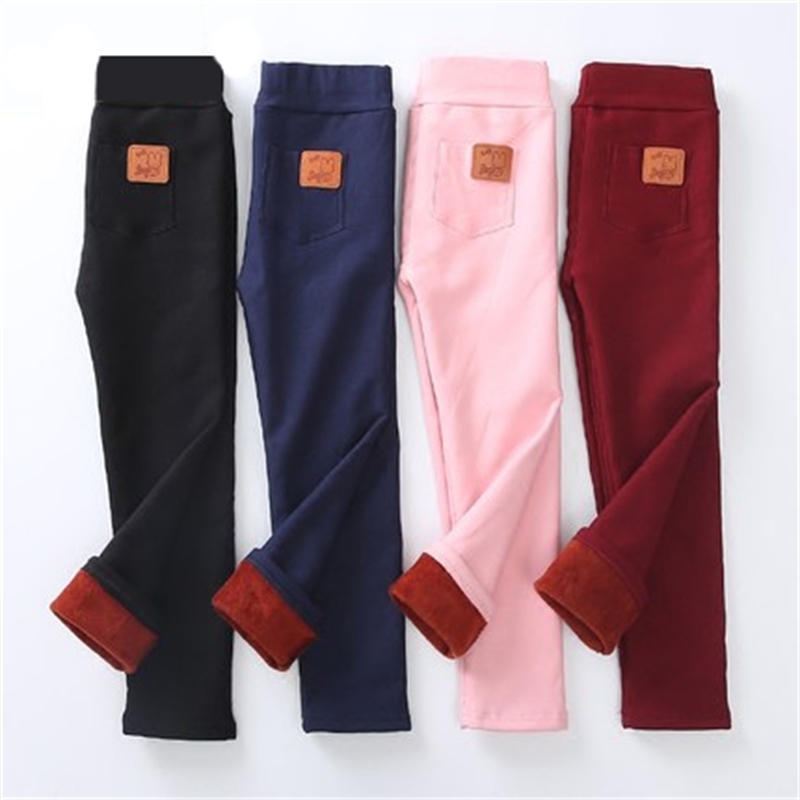 

Girls Thick Warm Leggings Autumn Winter Children 's Pencil Pants Skinny Fleece Trousers For Girls Kids Pants 3-12 Years LJ201019, Navy