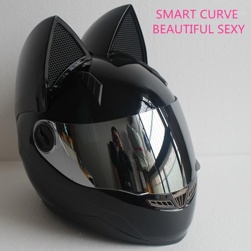 

NITRINOS Motorcycle Helmet Women Moto Helmet Moto Ear Personality Full Face Motor 4 Colors Pink Yellow Black White1, Design 2