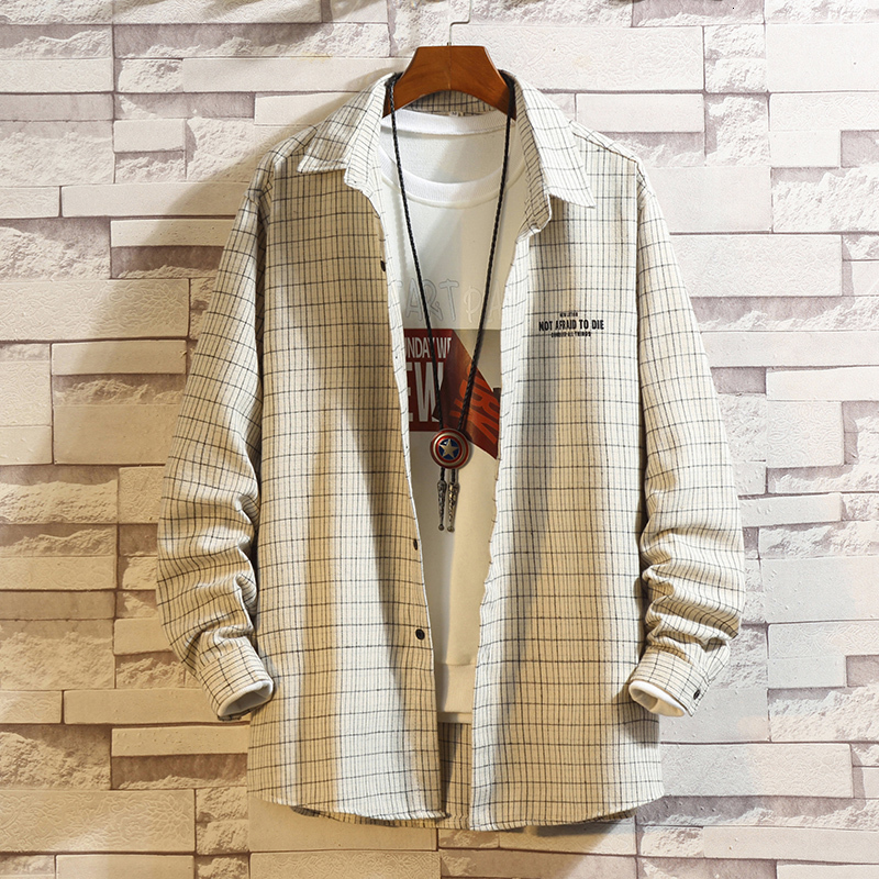 

2021 New Black Chess Long Men Shirt Punk Loose Streetwear Mode Hip Hop Shirts in Addition to Oversized M-5xl TWW6, Cs907