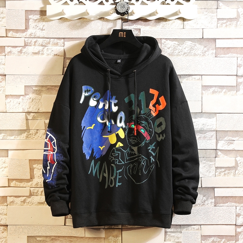 

2021 New Autumn Spring Fashion Impression Black Male Hip Hop Long Sleeve Hoodies Sweatshirt Clothes TSD5, W20119 4